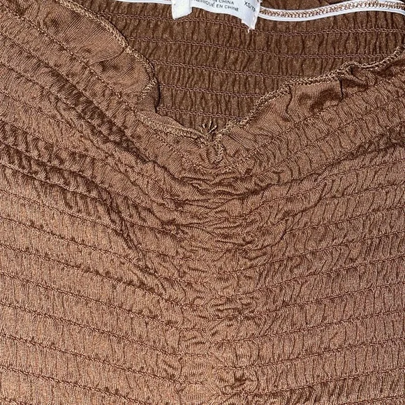 Ardene Ruched Ribbed Brown Tee - Picture 4 of 6